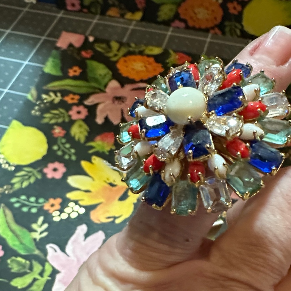 KATE SPADE fireworks floral multi ring sz5 NWT - Picture 6 of 7